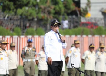 Pj. Gubernur Samsudin Pimpin Apel Pasukan Pol PP di Lingkungan Pemprov Lampung