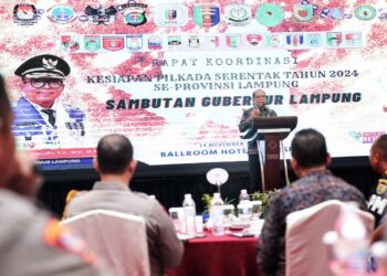 Rakor Kesiapan Pilkada Serentak 2024, Pj. Gubernur Lampung Ajak Wujudkan Demokrasi yang Sehat, Damai dan Berintegritas
