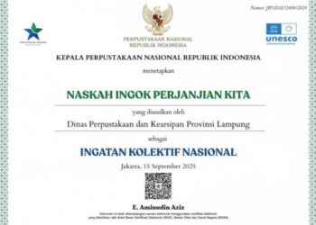 Dua Naskah Kuno Asal Lampung Raih Sertifikat IKON 2025 dari Perpustakaan Nasional RI