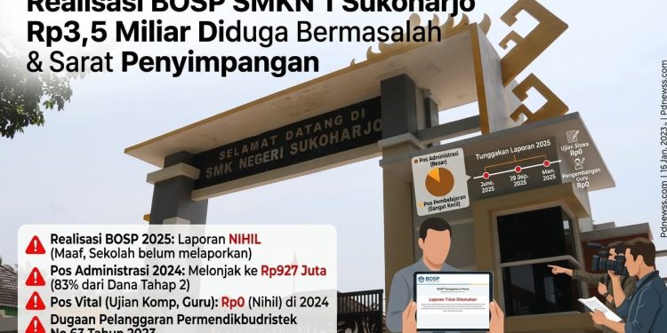 Realisasi BOSP SMKN 1 Sukoharjo Rp3,5 Miliar Diduga Bermasalah dan Sarat Penyimpangan