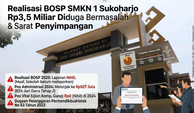 Realisasi BOSP SMKN 1 Sukoharjo Rp3,5 Miliar Diduga Bermasalah dan Sarat Penyimpangan